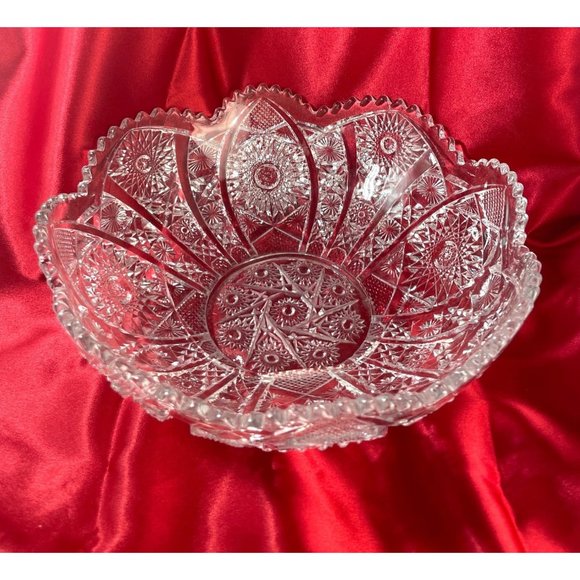 Early American Pressed Glass Bowl Brilliant Daisy Dot READ - Picture 1 of 6